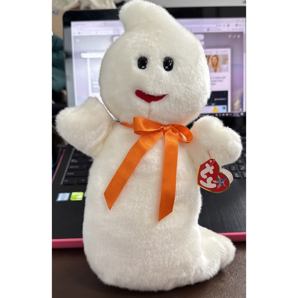 TY Beanie Buddy - SPOOKY the Ghost (12.5 inch) - MWMTs Stuffed Animal Toy